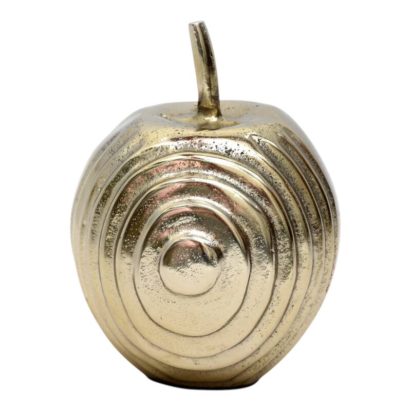 Aluminum Apple Sculpture with Modern Textured Design - 6" Gold - 5" x 5" x 6" - 5" x 5" x 6" - Gold