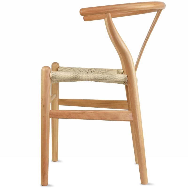 Modern Dining Chair with Woven Paper cord Seat, Solid Wooden Farmhouse Y Back Elbow Side Chair