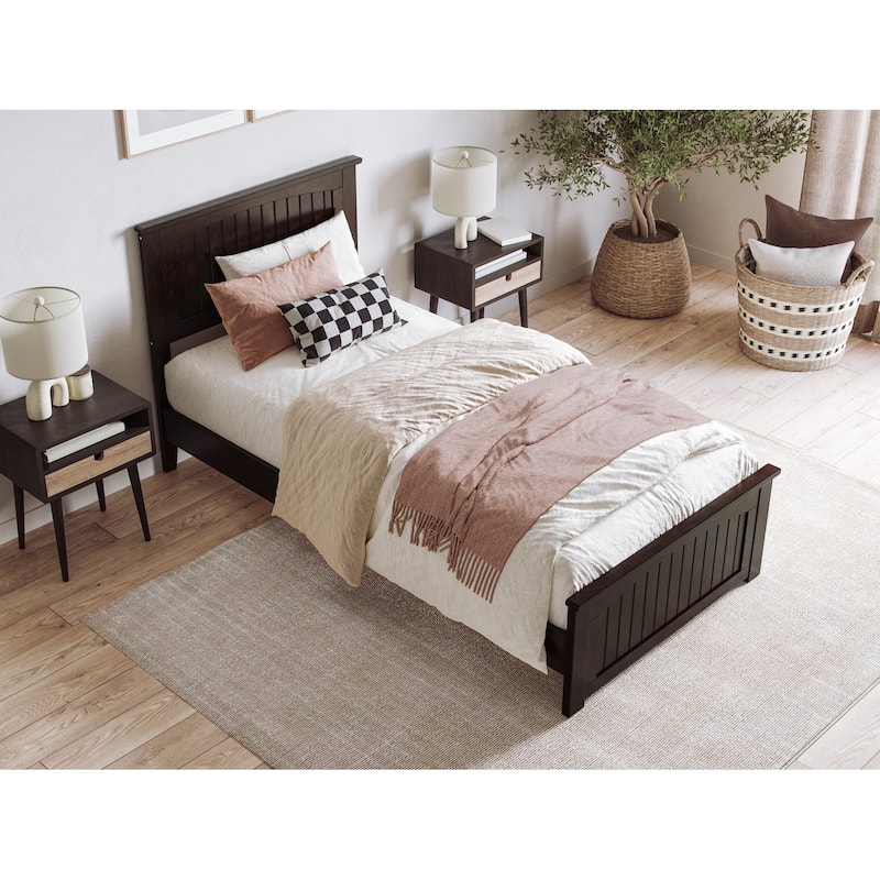 Naples Solid Wood Low Profile Platform Bed with Matching Footboard