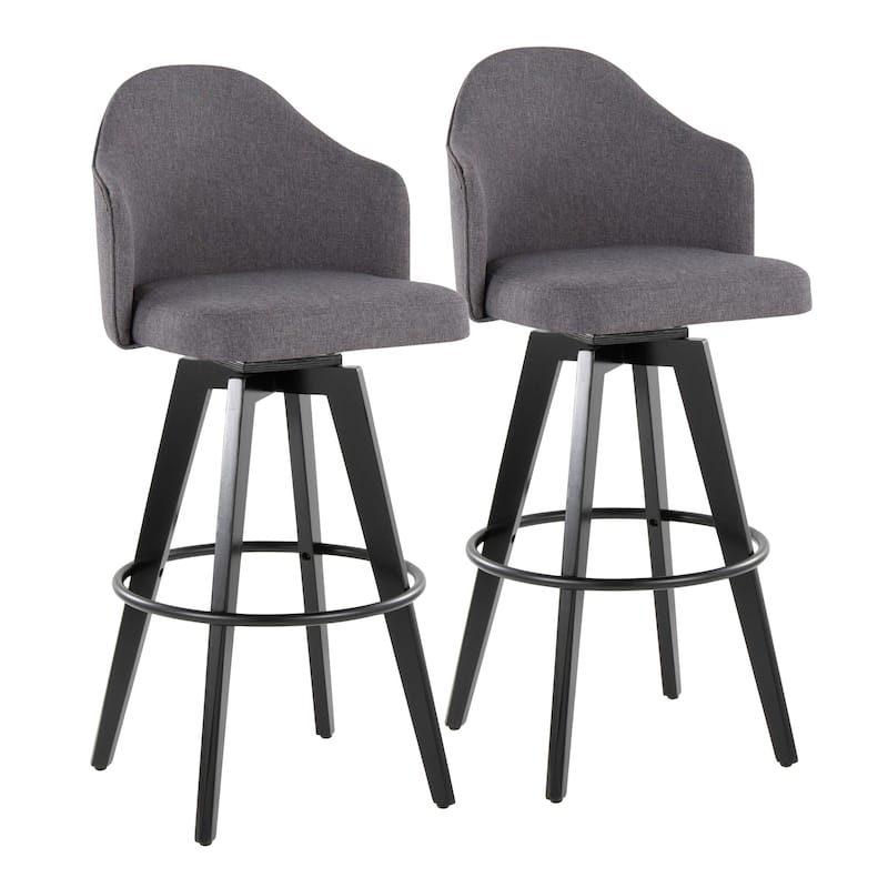 Ahoy Upholstered 30" Fixed-Height Barstool - Set of 2 - Dark Grey