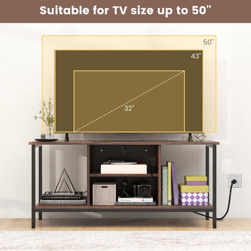 Gymax TV Console Table w/ Power Outlets 50" Industrial TV Stand w/