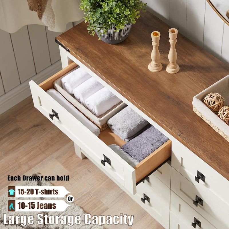Farmhouse 8 Drawers Wood Dresser Chests, Rustic Chset of Drawers