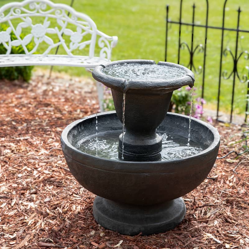 Streaming Falls 2-Tier Outdoor Water Fountain Garden Feature - 25"