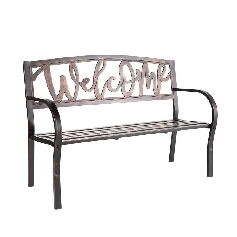 48 in. Welcome Metal Garden Bench - 48 in
