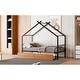 preview thumbnail 16 of 50, Twin/Full Size Metal House Bed with Two Drawers on Wheels, Kids Platform Bed with Roof Frame
