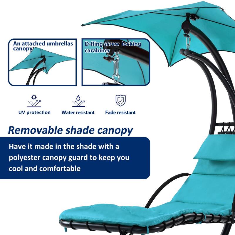 Hanging Chaise Lounger with Removable Canopy