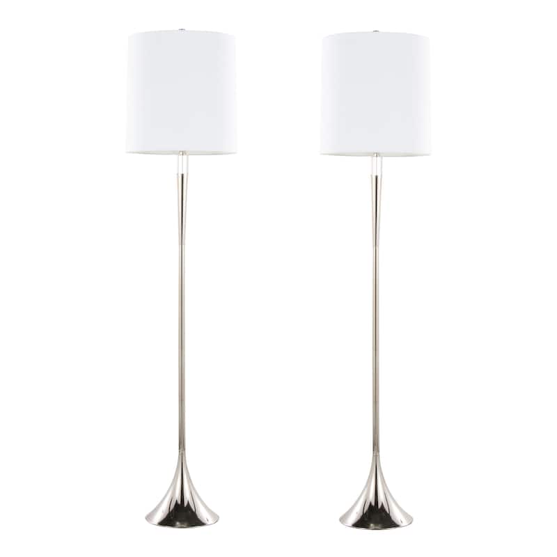 Porch & Den Corday 65” Metal Floor Lamp (Set of 2) - Polished Nickel
