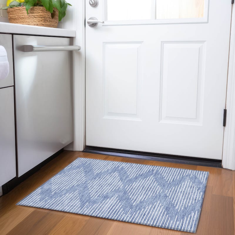 Premium Washable Super Soft Modern Geo Mayfield Rug - Denim - 1'8" x 2'6"