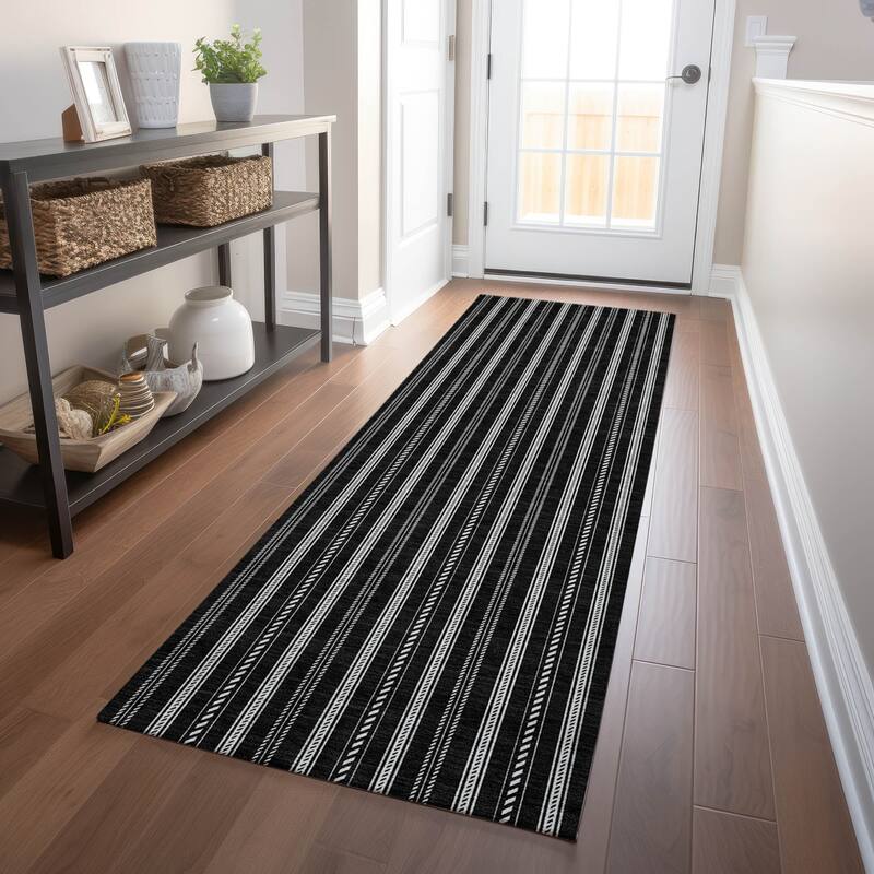 Machine Washable Indoor/ Outdoor Chantille Stripe Twist Rug
