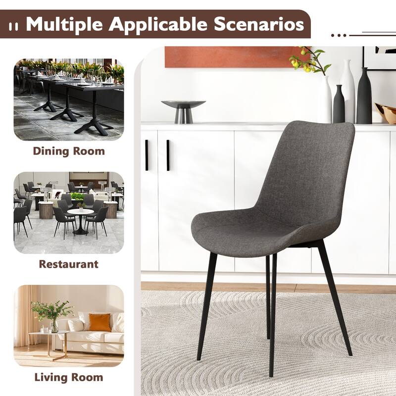 Gymax Dining Chair Set of 4 w/ Metal Legs Padded Seats & Backs for