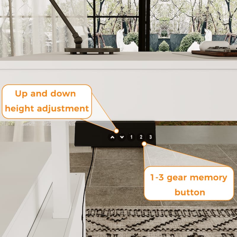 Electric Adjustable Standing Desk Table, 110" Large Height Adjustable Work Table with Storage