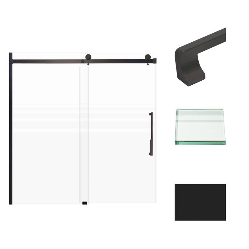 Transolid MBDT606008FR-J 60" High x 60" Wide Bypass Frameless Shower - Matte Black