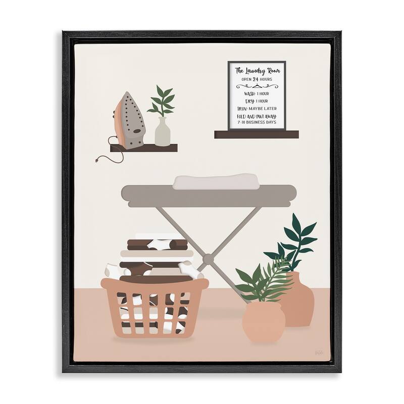 Stupell Laundry Rules Modern View Framed Floater Canvas Wall Art Design By Natalie Carpentieri - 17 x 21 - Black