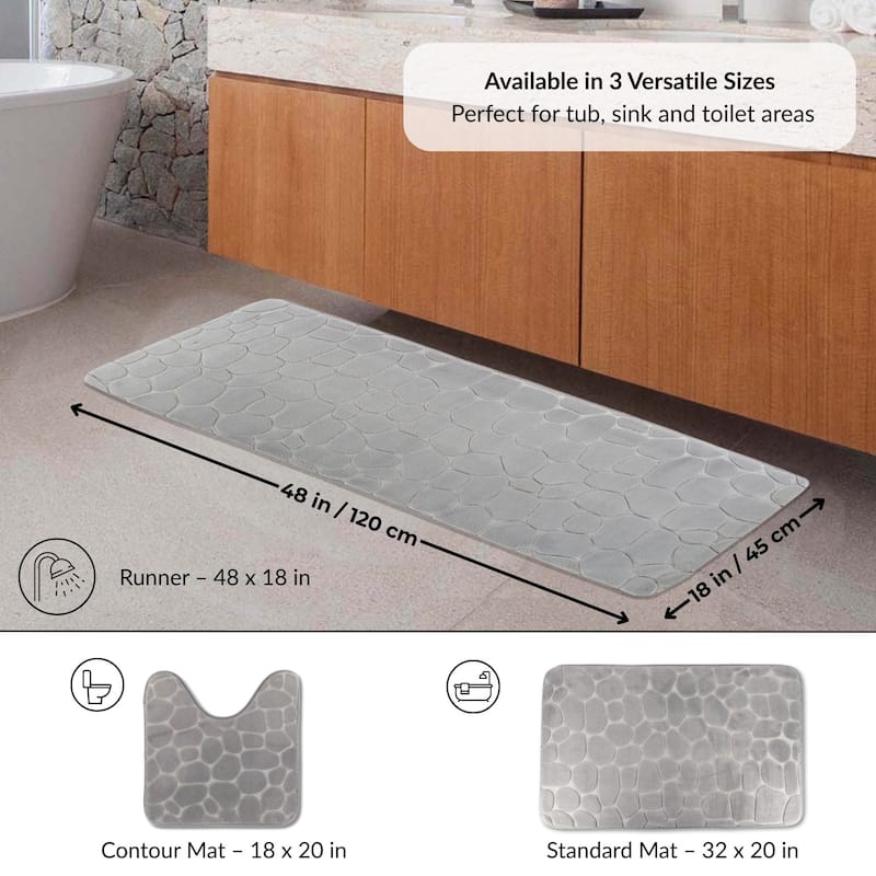 Memory Foam Runner Bath Mat Pebble Design 48x18