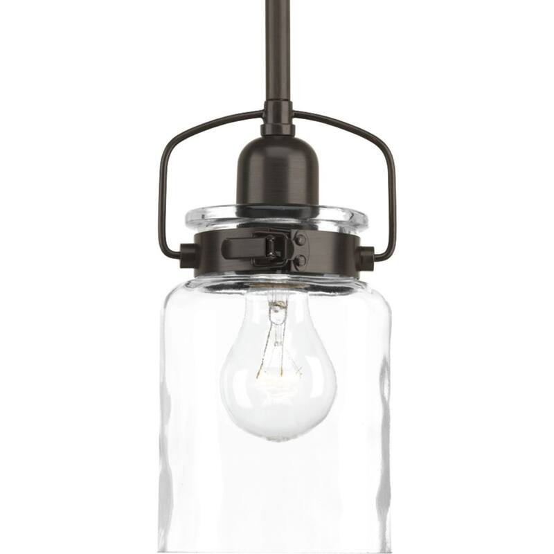 Calhoun Collection One-Light Antique Bronze Clear Glass Farmhouse Mini-Pendant Light - 4.75 in x 4.75 in x 9 in