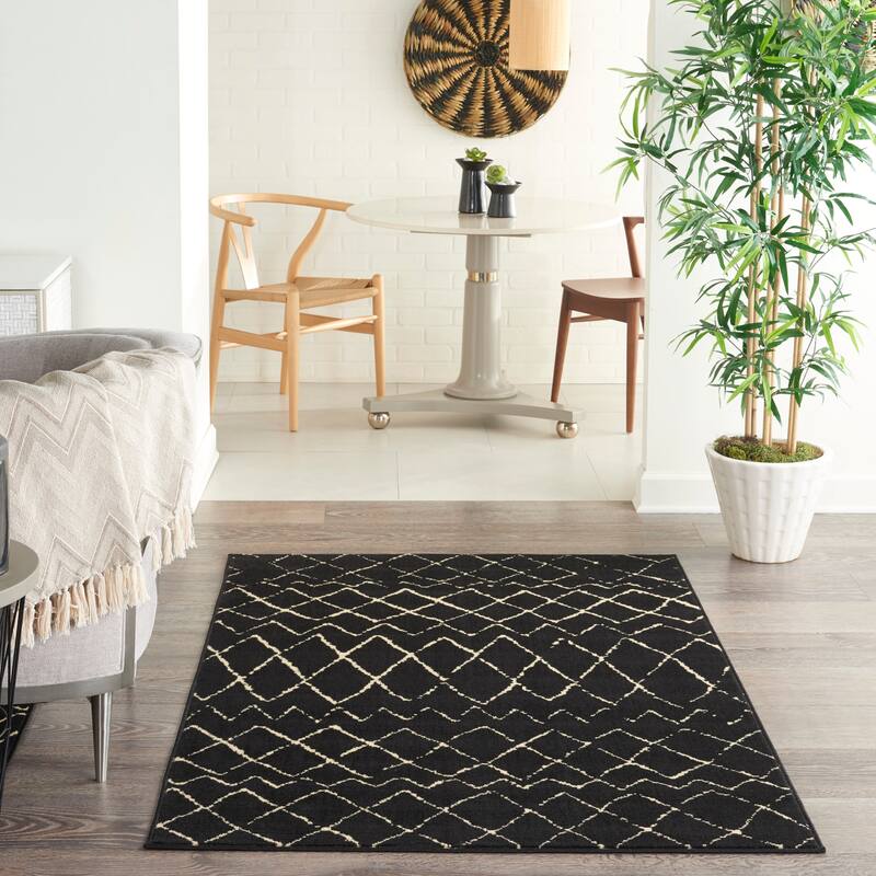 Nourison Grafix Moroccan Patterned Area Rug - 3' x 5' - Black