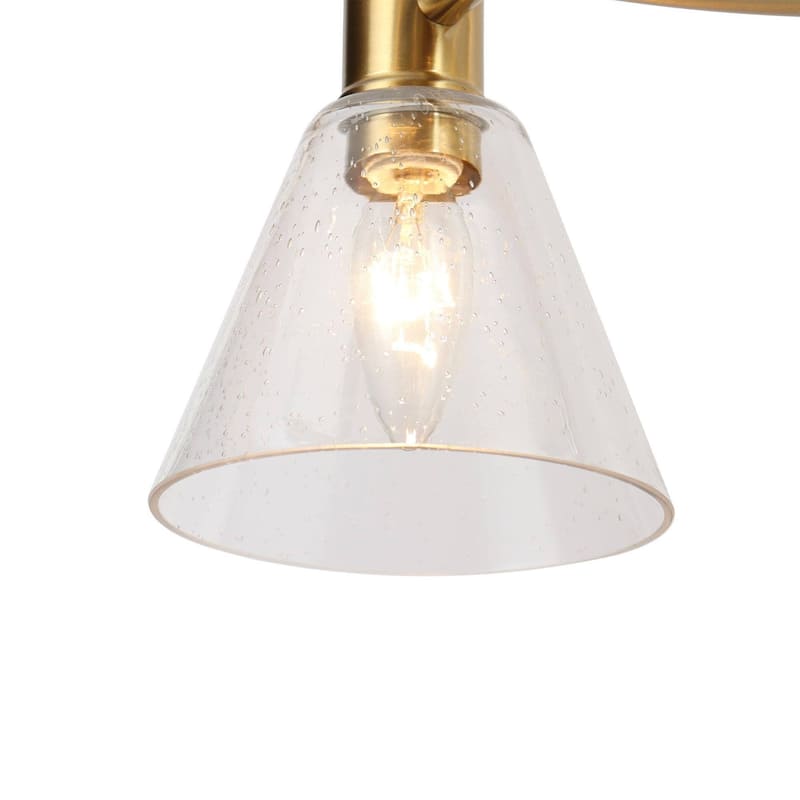 Veyra Modern 6-Light Gold Wagon Wheel Chandelier with Seeded Glass Shades - Brushed Electroplated Copper - Dia.27"xH21"