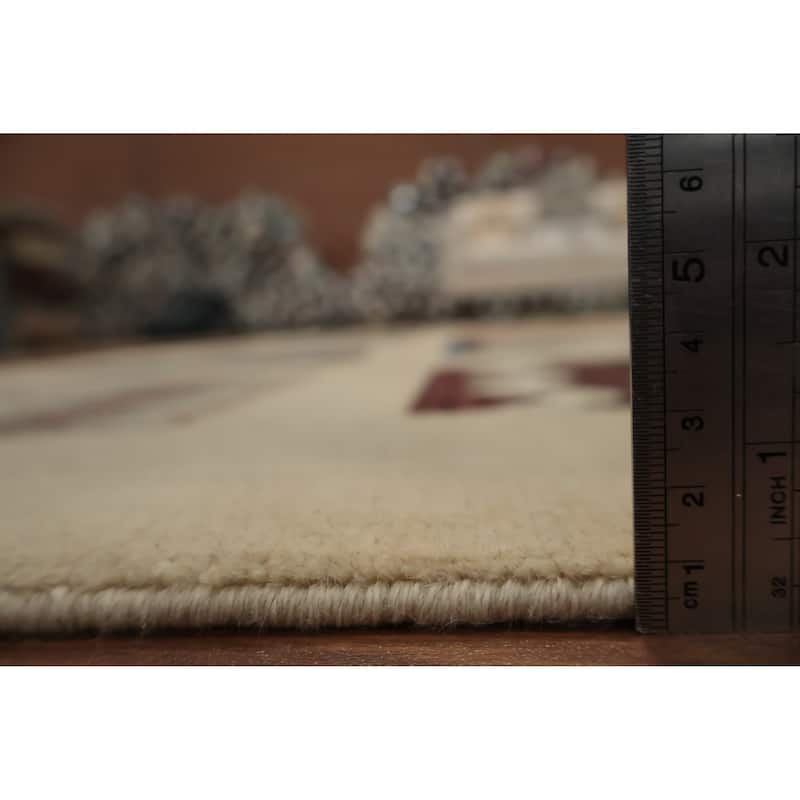 Hand Knotted Oriental 100% Wool Carpet Traditional Geometric Beige & Ivories Peshawar Area Rug - 11' 8'' X 8' 3''