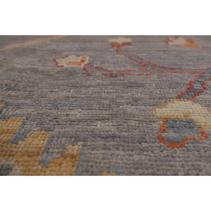 Vegetable Dye Gray Oushak Turkish Area Rug Hand-Knotted Wool Carpet - 9'1"x 11'11"