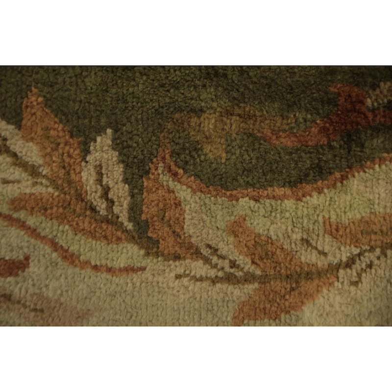 Hand Knotted Oriental 100% Wool Carpet Traditional Floral Beige & Ivories Aubusson Area Rug - 9' 6'' X 7' 7''
