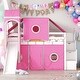 preview thumbnail 1 of 14, Modern Twin Size Loft Bed With Tent And Tower,Playhouse Inspired,Solid Construction Pink
