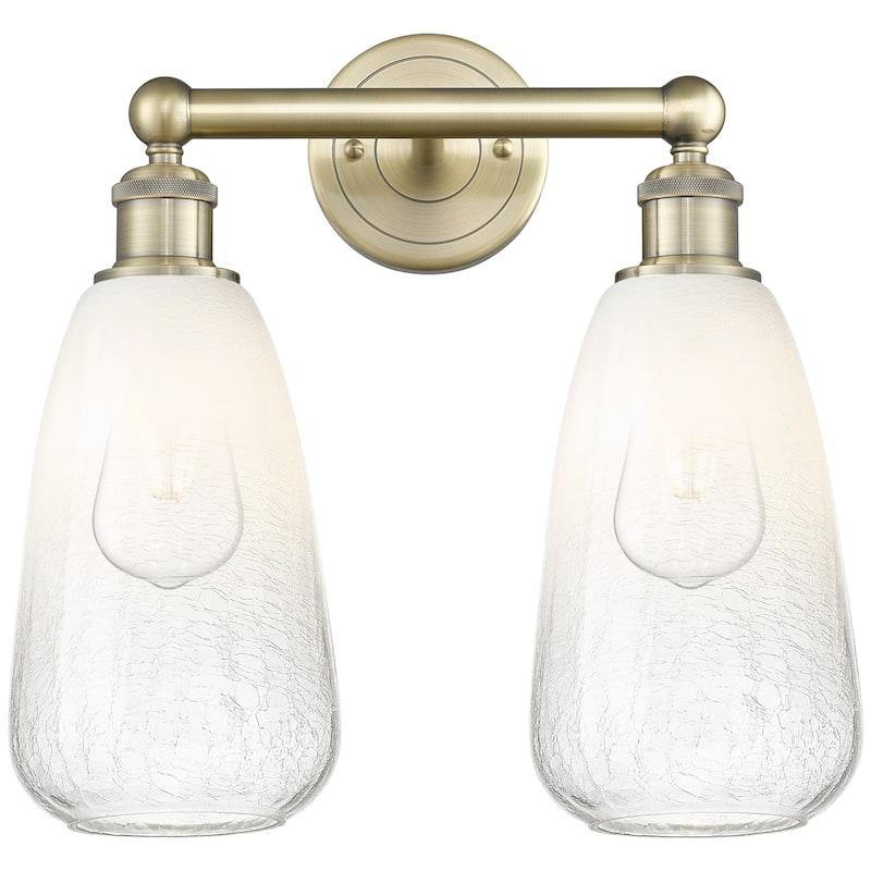 Innovations Lighting 616-2W-16-15 Brookhaven Almond Vanity Brookhaven - Antique Brass / Opal