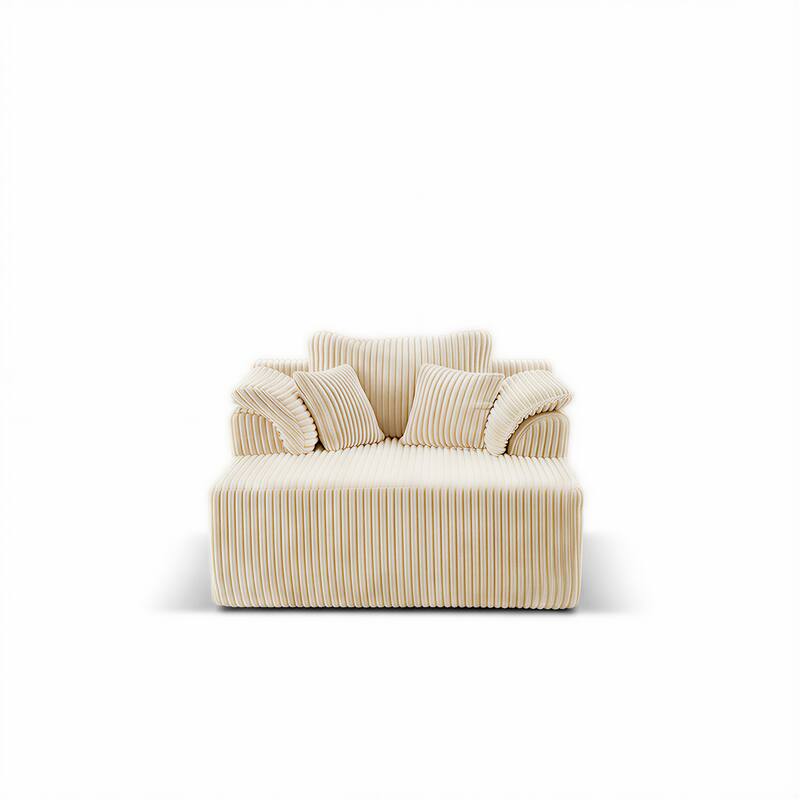 60" Chaise Lounge Chair, Oversized Boneless Corduroy Sofa Bed with Deep Seat, Indoor Sleeper Couch Reading Chair