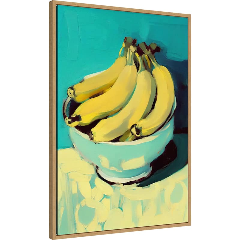 Bowl of Bananas by Treechild (23 x 33 in.), Framed Canvas Wall Art Print