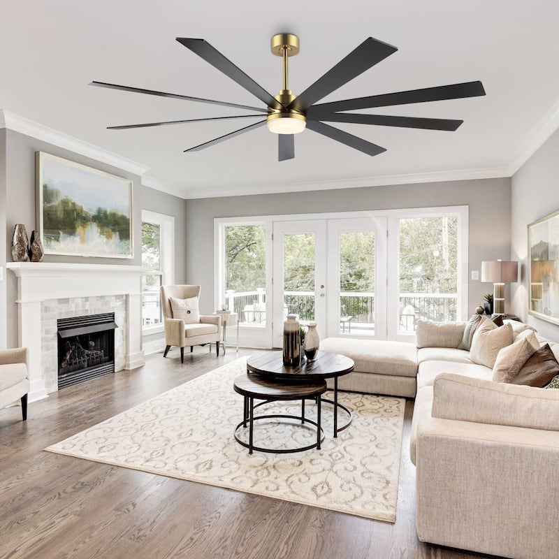 WINGBO 65/72 inch DC Motor Indoor Ceiling Fan with Light & Remote... - 65 - Black and Gold
