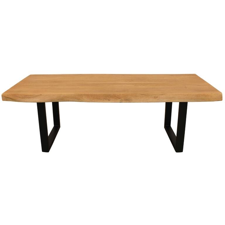 HomeRoots 59" Natural And Black Solid Wood And Iron Live Edge Coffee Table - 59' X '18' X '23