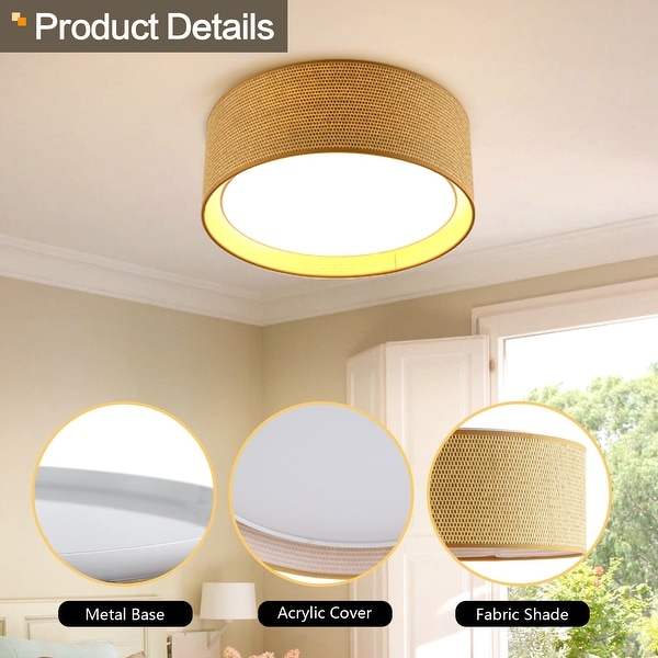 WINGBO 20 in. 5 Light Grass Cloth Flush Mount Light N A On Sale Bed Bath Beyond 37253829