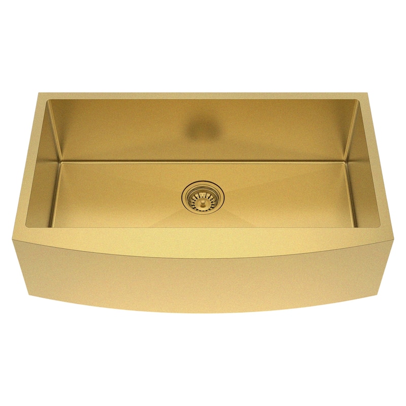HomeRoots 10" X 33" Gold Stainless Steel Undermount Kitchen Sink - 33.00 in. x 10.00 in. x 20.00 in.