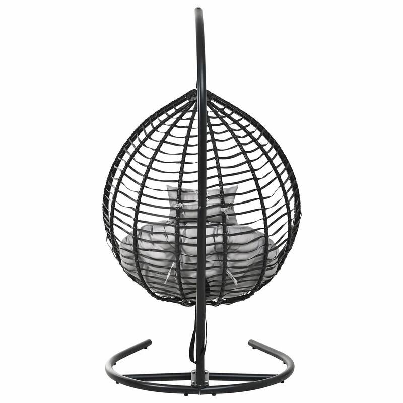 Indoor Outdoor Hanging Hammock Chair with Stand, Foldable Rattan Egg Swing Chair with Cushion & Headrest