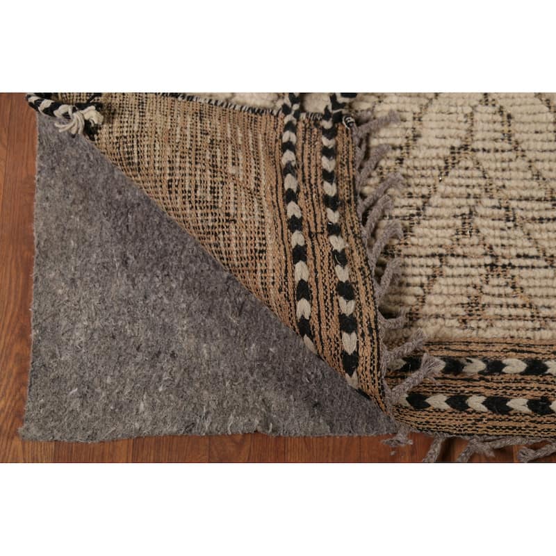 Earth Tone Moroccan Area Rug Handmade Geometric Wool Carpet - 8'9"x 12'10"