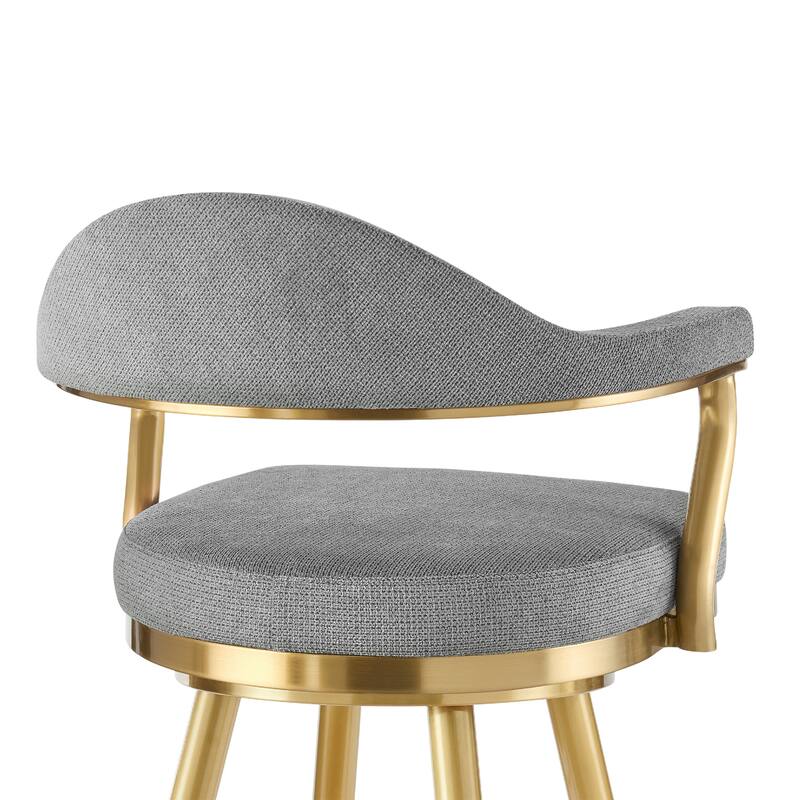 Justy Swivel Counter Stool Chair, Gold Steel, Anchor Gray Polyester