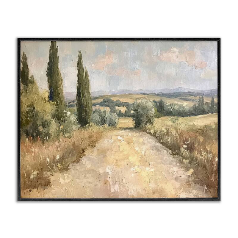 Stupell Rural Trail Landscape Framed Giclee Art Design By Petal Prints Design - 30 x 24 - Black
