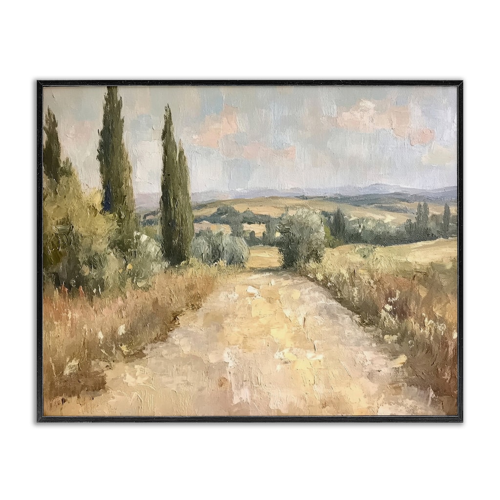 Stupell Rural Trail Landscape Framed Giclee Art Design By Petal Prints Design