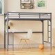 preview thumbnail 5 of 8, Twin Metal Loft Bed with Desk, Ladder and Guardrails, Grey