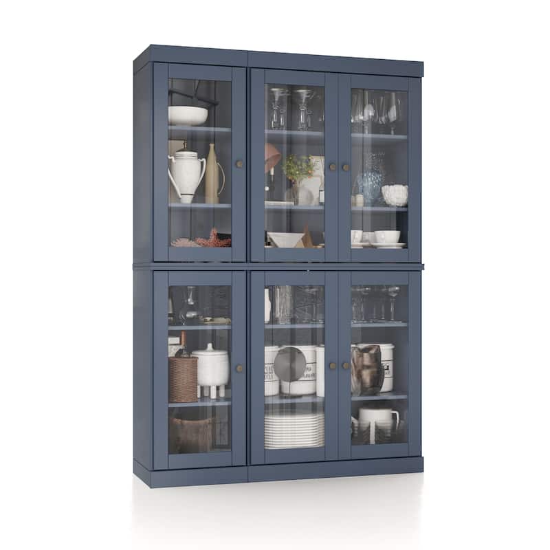 Palace Imports 100% Solid Wood 48.5" Pantry China Cabinet with Clear Glass Doors and Adjustable Shelves
