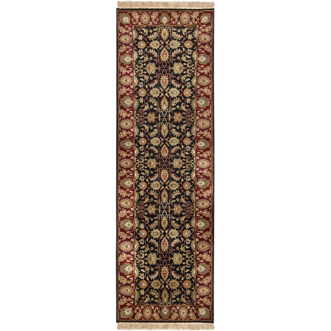 Hand-knotted Borough Black Wool Area Rug - 2'6" x 8' Runner. Opens flyout.
