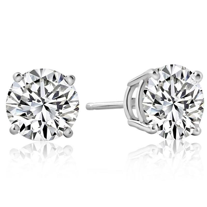 2 1/4 Ct T.W. Round Cut Diamond Studs Lab Grown White Gold