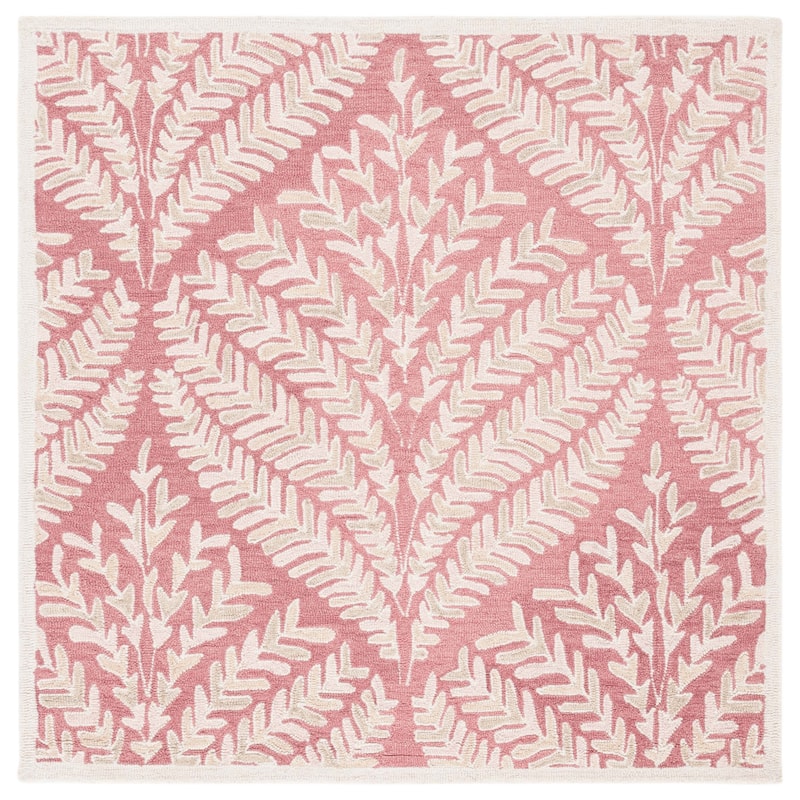 SAFAVIEH Handmade Capri Kert Wool Rug - 5' Square - Pink/Ivory