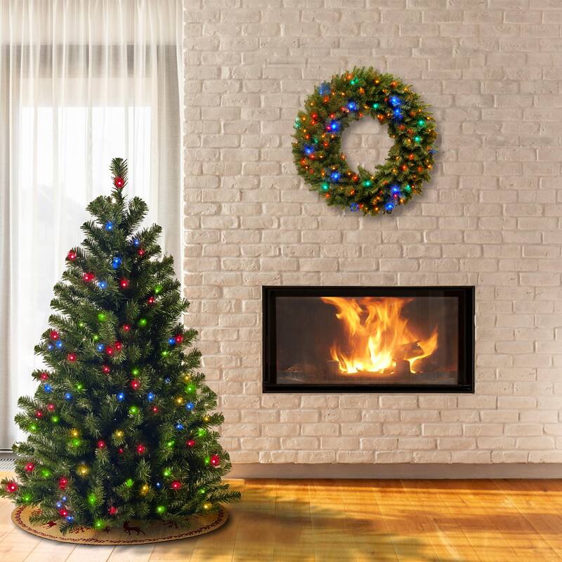 National Tree Company 4.5 ft. North Valley Spruce Tree with Multicolor Lights - 4.5 Foot - 4.5 Foot - Green