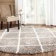 preview thumbnail 99 of 135, SAFAVIEH Hudson Shag Estella Diamond Trellis 2-inch Thick Rug 10' x 10' Round - Grey/Ivory