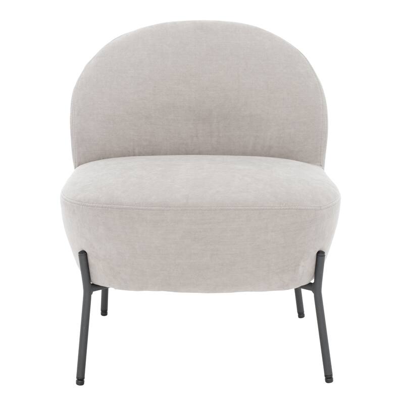 SAFAVIEH Geena Petite Velvet Slipper Chair - 21 In. W x 26 In. D x 26 In. H - 21Wx26Dx26H - Light Grey/Black