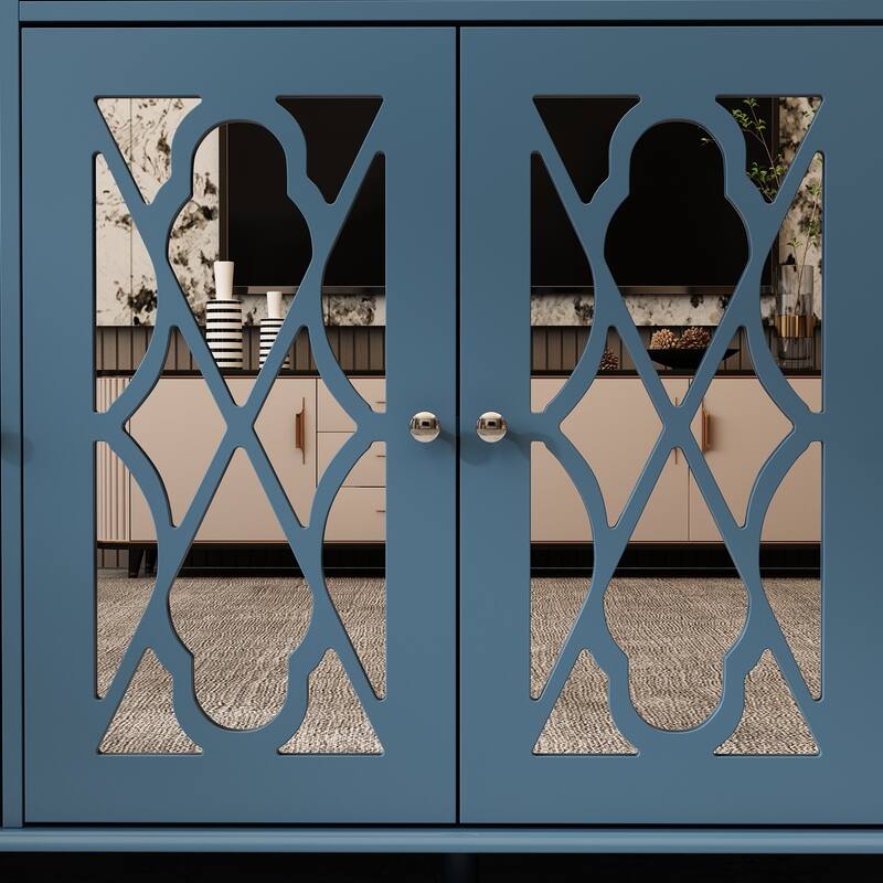 55.1" Accent Storage Cabinet Mirror Sideboard Buffet Cabinet Buffet