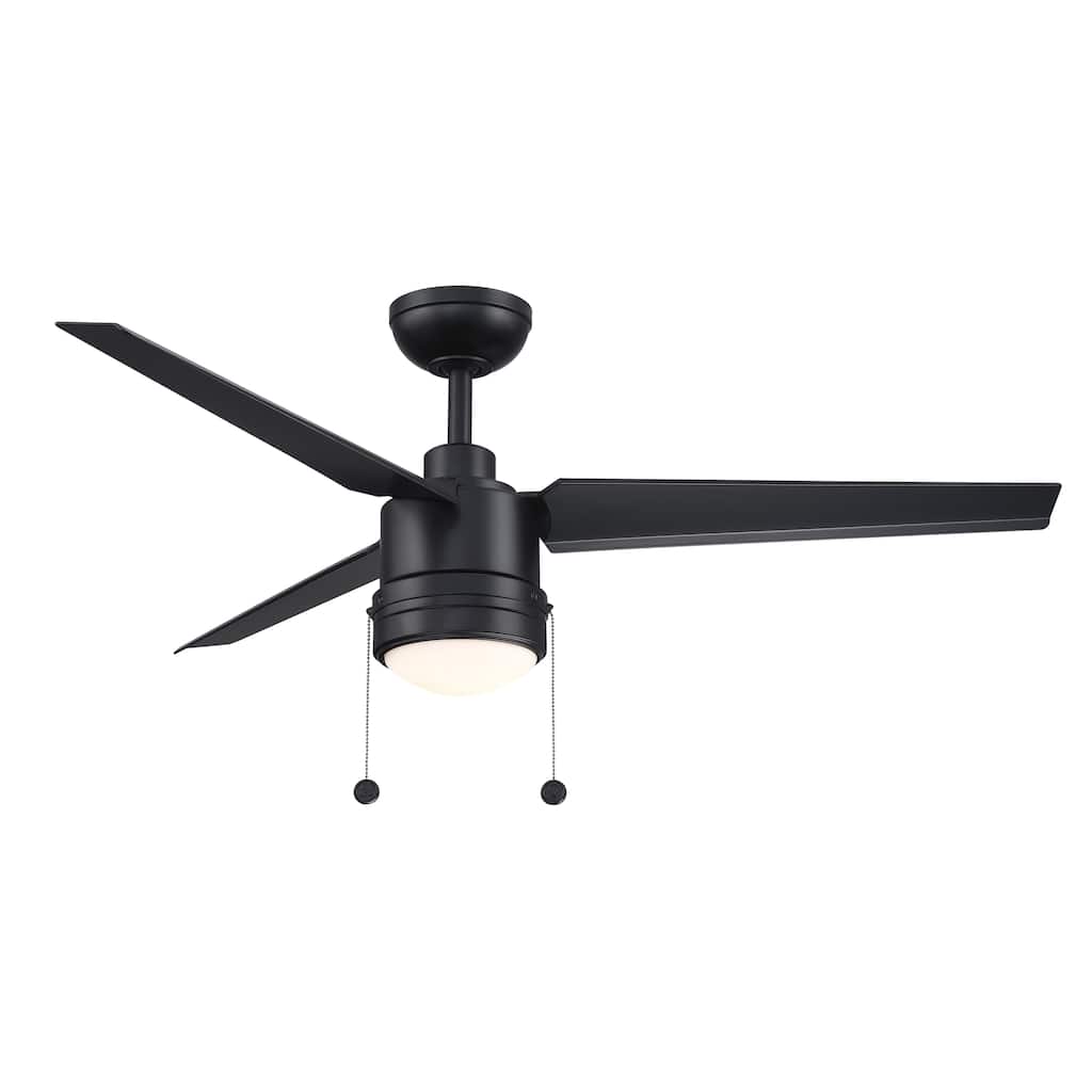 PC/DC 52 inch Indoor/Outdoor Ceiling Fan with Black Blades and LED Light Kit - Black