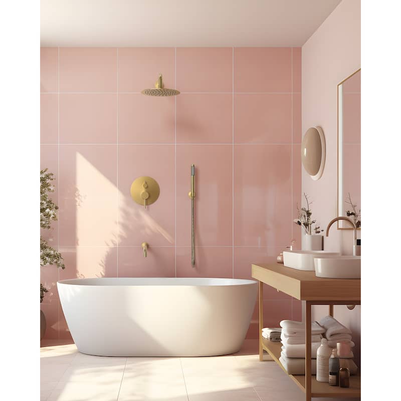 GRANDJOY 3-Function Bathroom Shower System with Rainfall Head, Handheld Unit, and Tub Spout