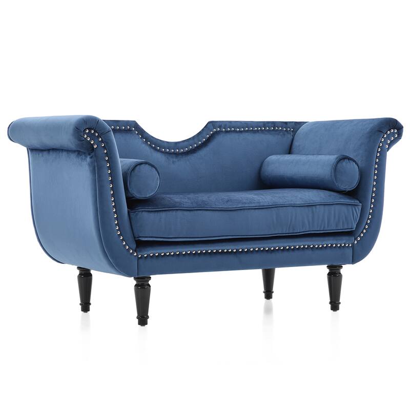 Christopher Knight Home - Velvet Bench with Nailhead Trim & Curved Arms