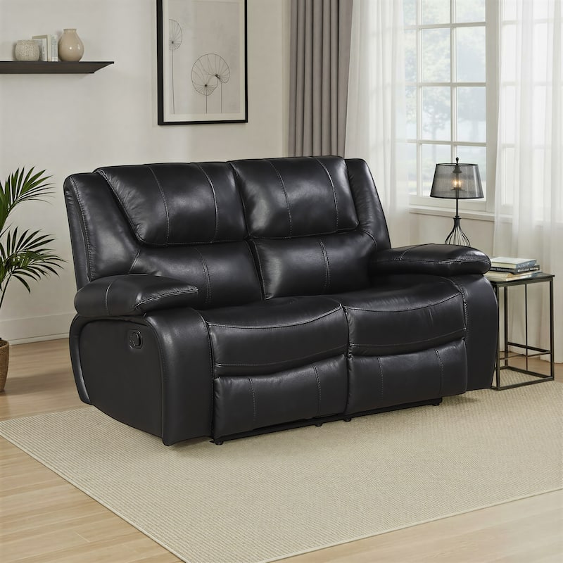 Fremont & Park Baron 65" Leather Manual Double Reclining Loveseat, Wall Hugger Design